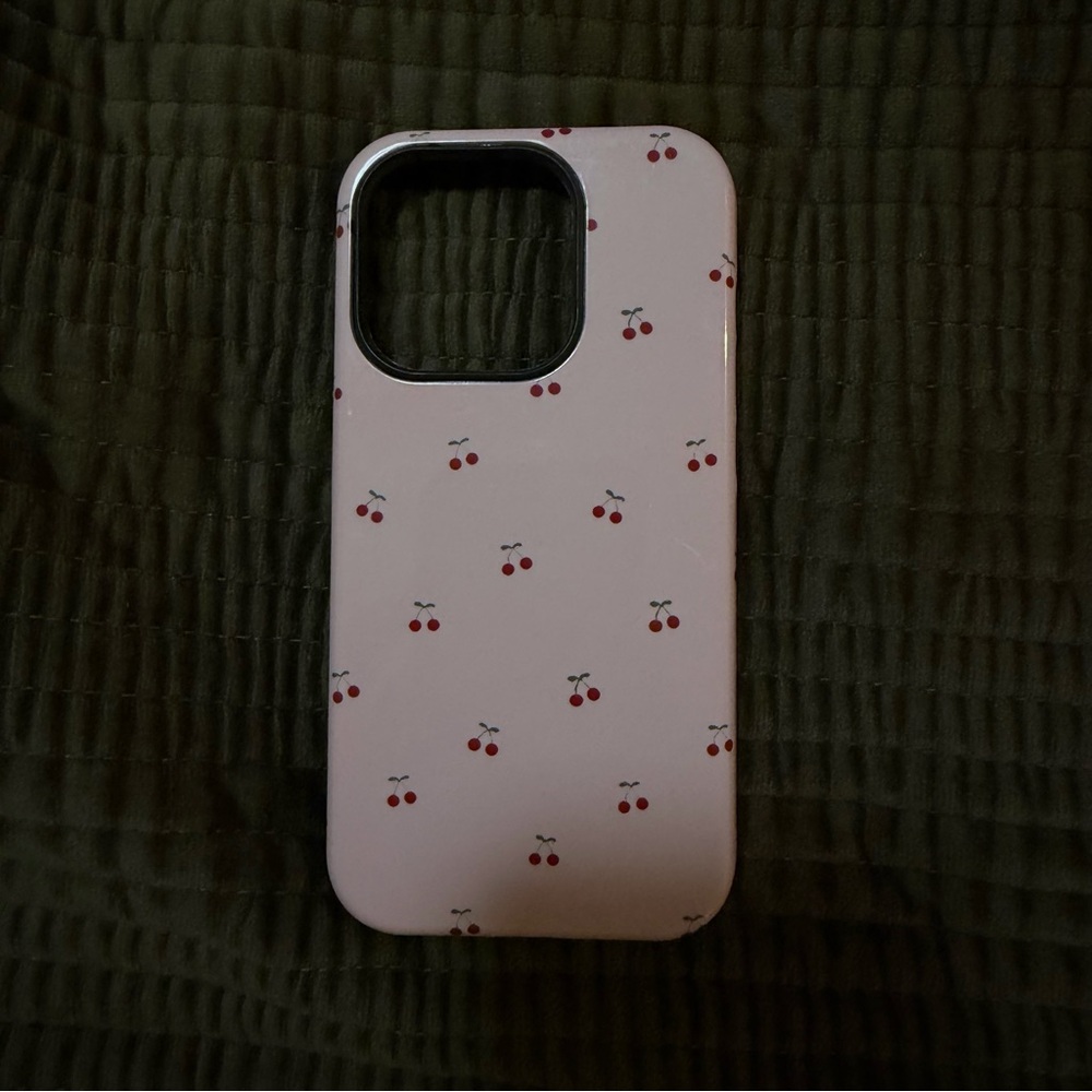 Cherry Pattern Phone Case - baby pink iPhone 15 pro